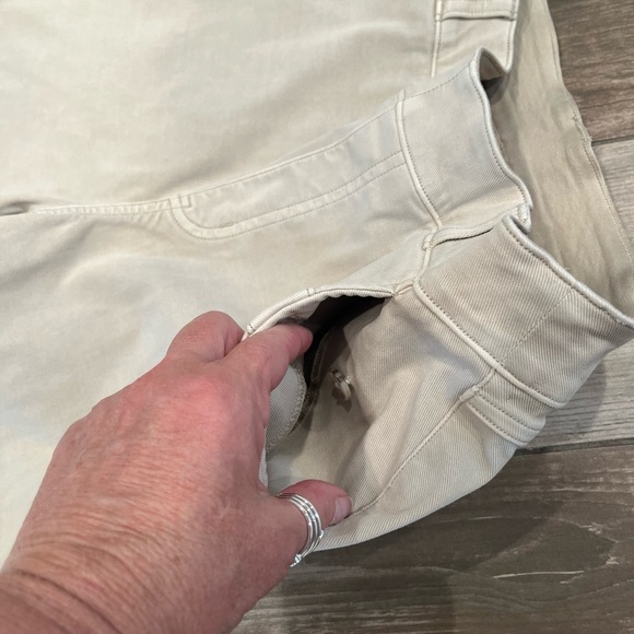 Spanx Stretch Twill Cropped Straight Wide Leg Pants Tan Medium - Picture 3 of 11